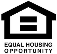 A black and white image of an equal housing opportunity logo.